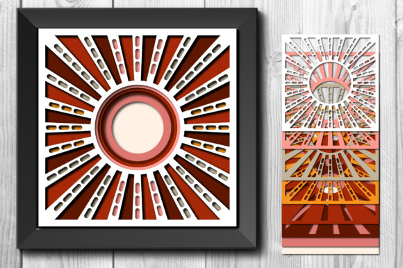 3D Layered Boho Sun Shadow Box for Creative Workflows