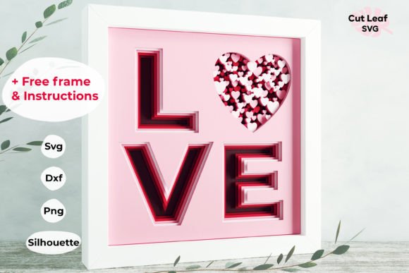 3d Love Shadow Box, Valentine, Heart