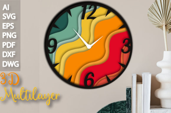3D Multilayer Vintage Clock SVG File: A Timeless Design for Creative Projects