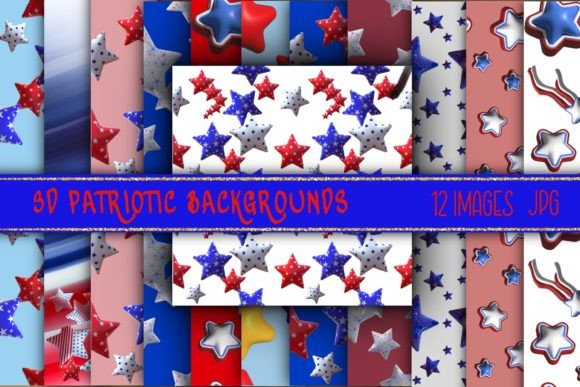 3D Seamless Patriotic Backgrounds - JPG