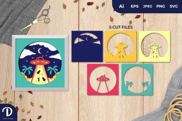 3D Shadowbox UFO Sucking Up Papercut: A Creative and Functional Art Piece