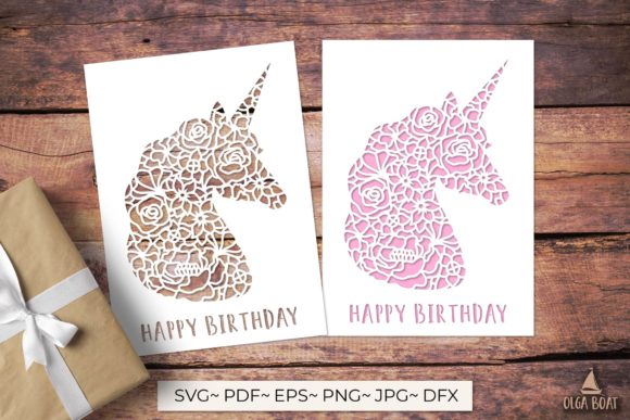 3D Unicorn Birthday Card Papercut