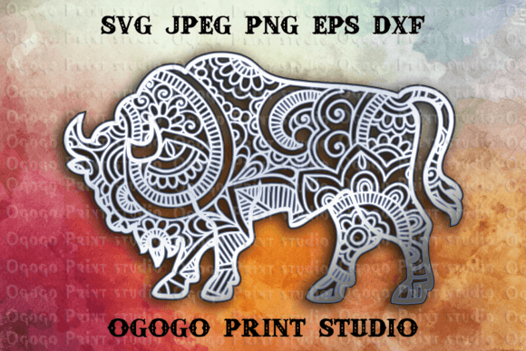 Bison 3D Layered Mandala SVG