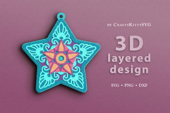 Christmas Star Ornament 3D Layered SVG for Creative Crafting
