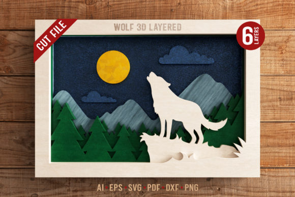Layered 3D Wolf SVG Cut File