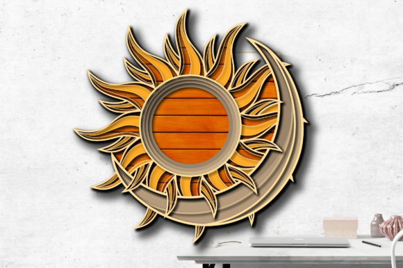 Moon Sun Mandala 3D Layered Lasercut for Creative and Practical Use