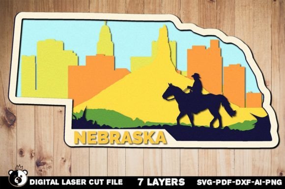Nebraska 3D Layered Laser Cut File: A Versatile Project for CNC and Plywood Creators